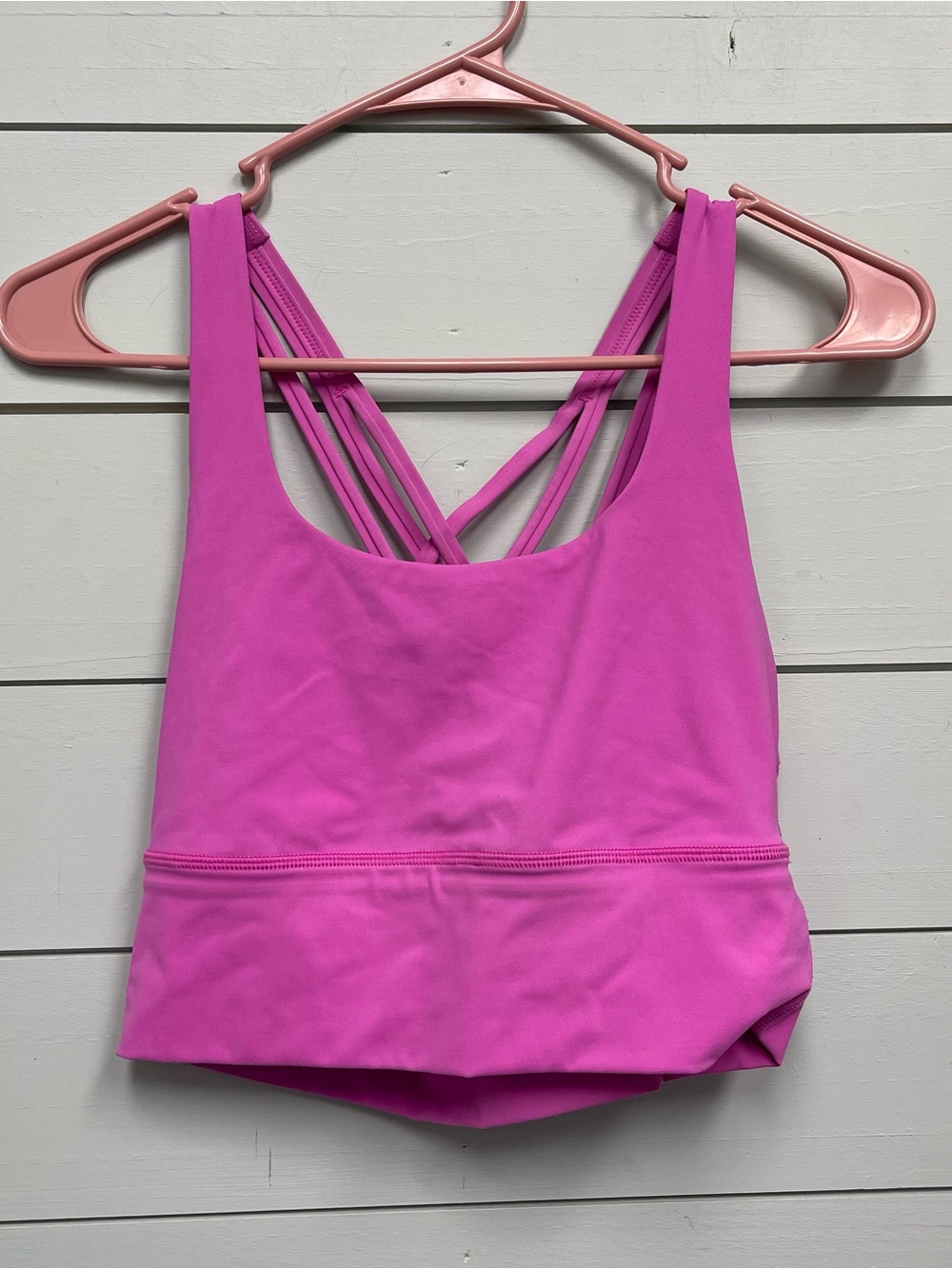 CRZ Yoga strappy back sports bra pink women's size large